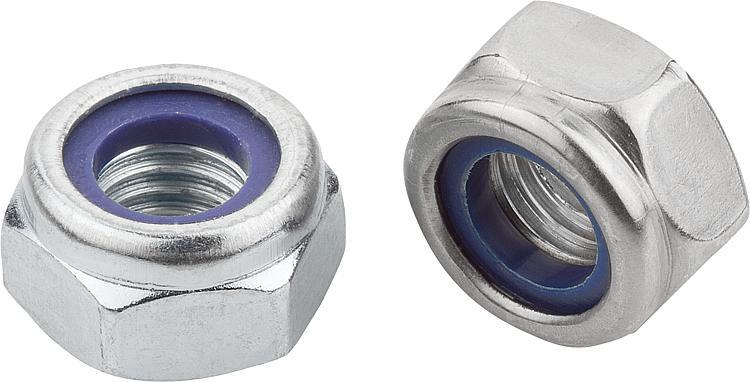 Hexagon nuts with polyamide thread lock thin type din 985