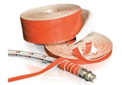 Glass fibre tape covered with a thick layer of red silicone 